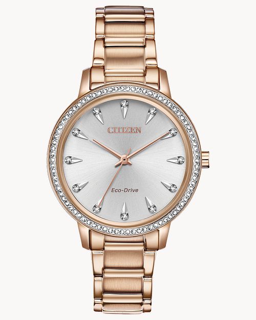 Citizen Silhouette Crystal Eco-Drive Rose Gold Watch | CITIZEN
